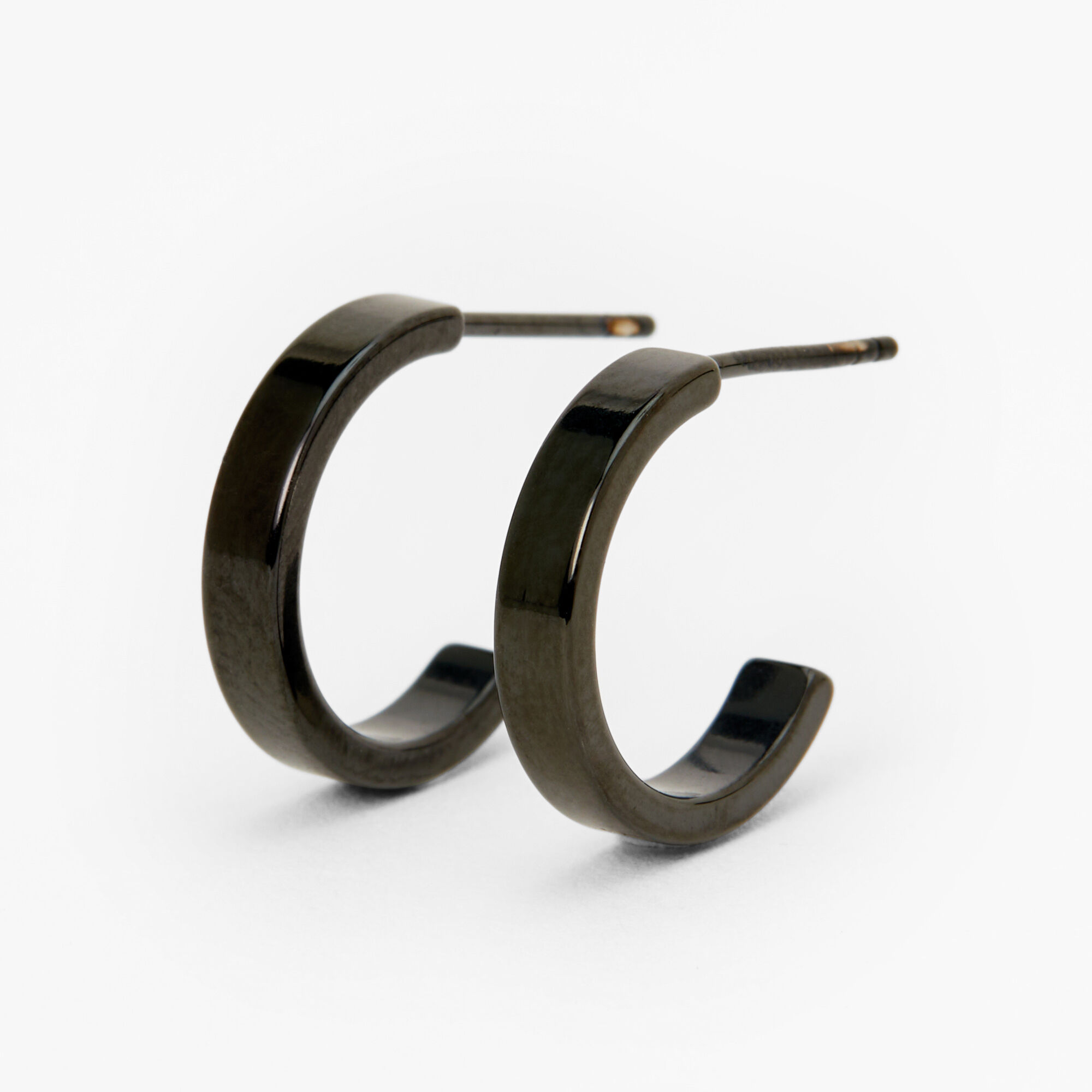 Thick black sales hoop earrings