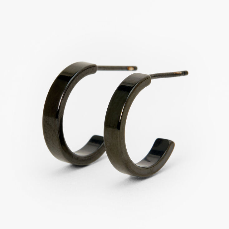 C LUXE by Claire&#39;s Black Titanium Thick Hoop Earrings,