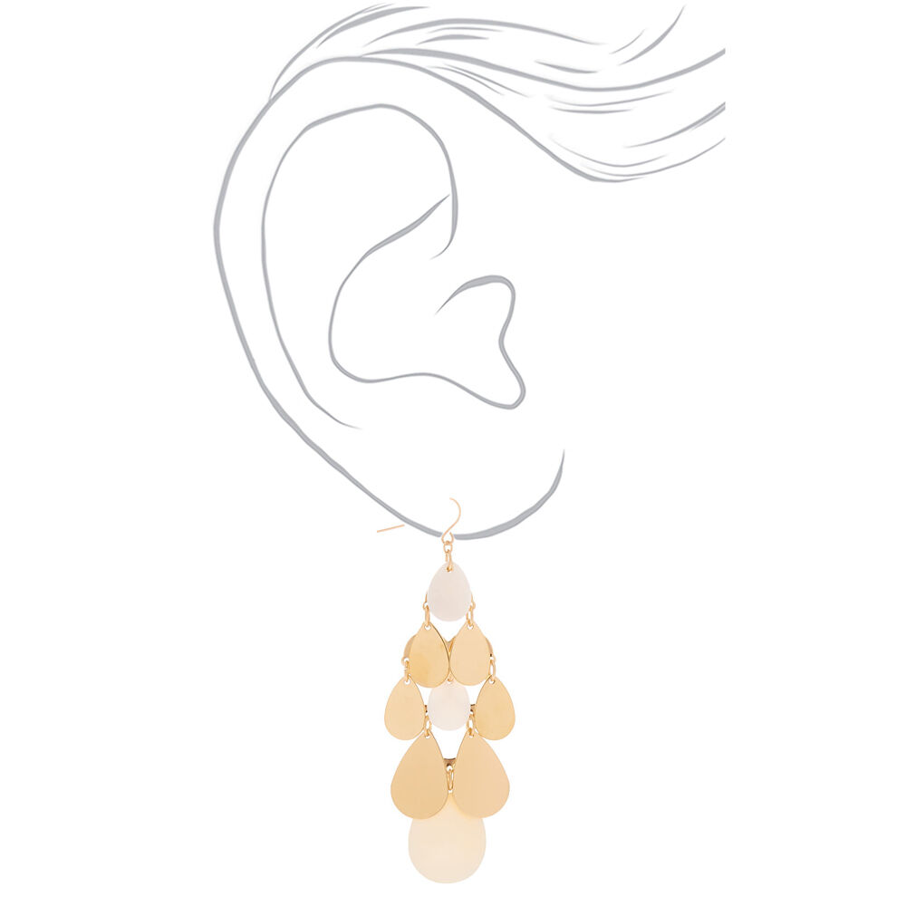 Pendantes gouttes 8 cm couleur dorée - Couleur ivoire,
