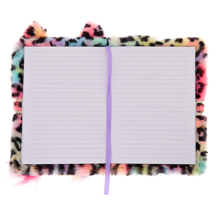 Lulu the Rainbow Leopard Plush Lock Diary - Pink,
