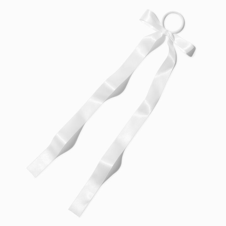 White Satin Bow Hair Tie,
