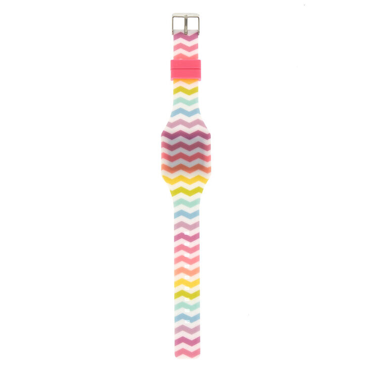 Claire's Montre LED à chevrons arc-en-ciel