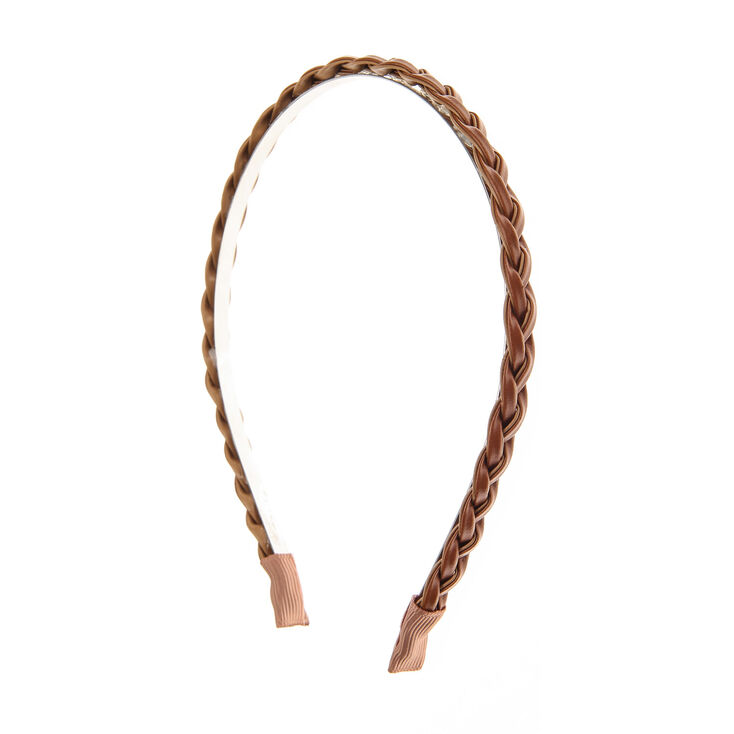 Claire's Serre-tête tressé en cuir d'imitation marron
