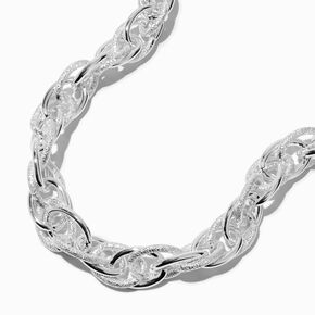 Silver-tone Mega Textured Extended Length Chain Necklace,