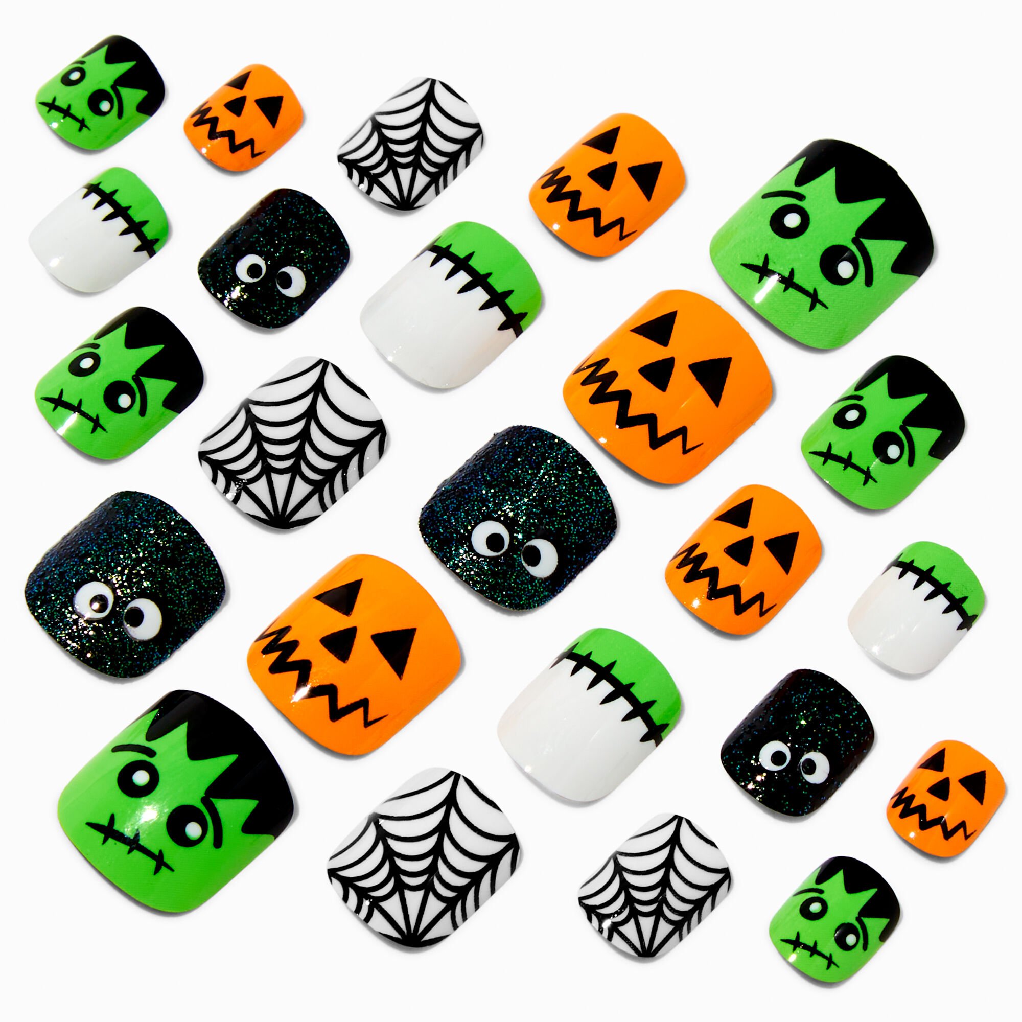 Halloween Icons Square Press On Faux Nail Set - 24 Pack,
