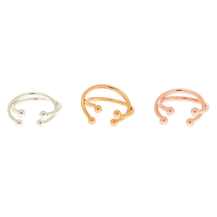 Mixed Metal Criss Cross Ear Cuff - 3 Pack,