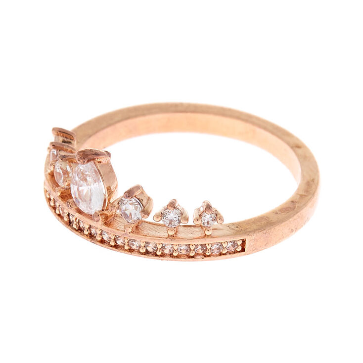 Rose Gold Embellished Tiara Ring,