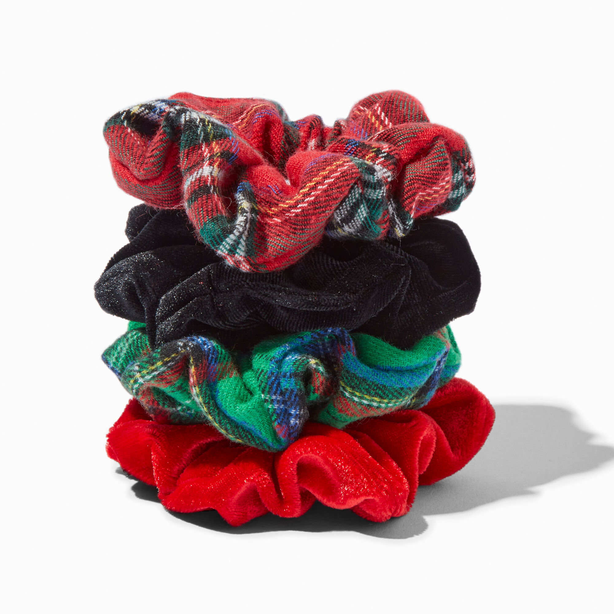 Mixed Holiday Plaid Scrunchies - 4 Pack ,