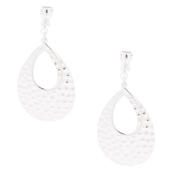 Claire's Pendantes à clip double goutte 8 cm couleur argenté