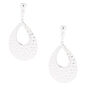 Silver 3&quot; Double Teardrop Clip On Drop Earrings,