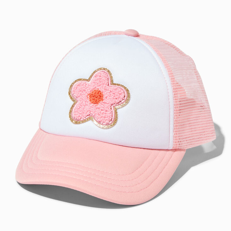 Claire's Club Pink Flower Trucker Hat