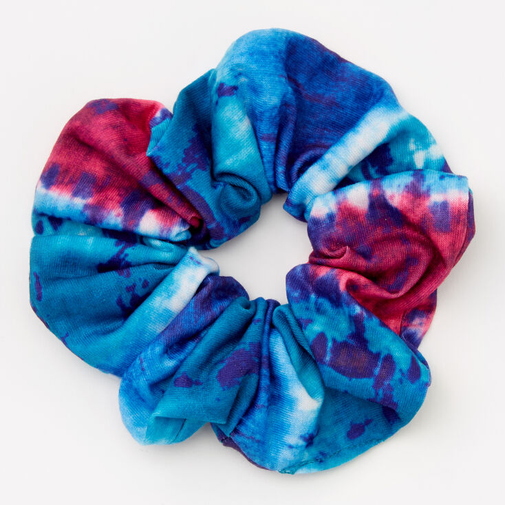 Medium Navy &amp; Fuchsia Tie Dye Hair Scrunchie,