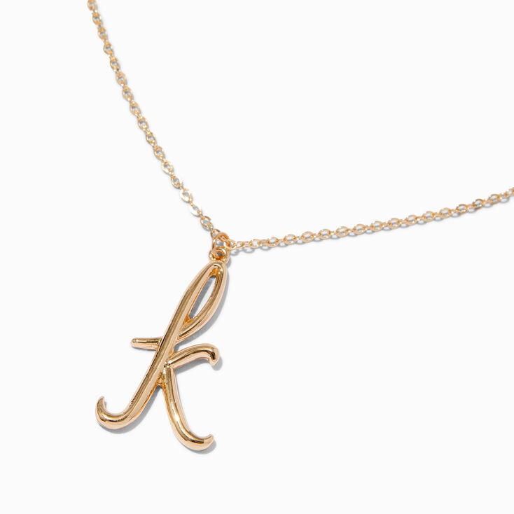 Gold-tone Modern Initial Necklace - K,