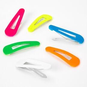 Barrettes clic clac arc-en-ciel fluo - Lot de 6,