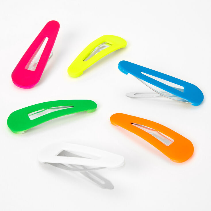 Neon Rainbow Snap Hair Clips - 6 Pack,