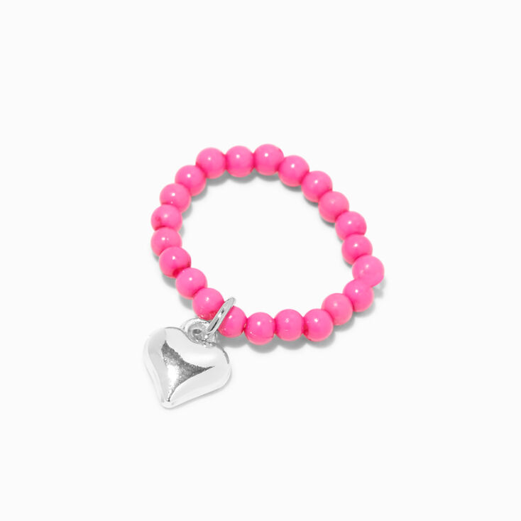Claire&#39;s Club Heart Beaded Stretch Rings - 5 Pack,