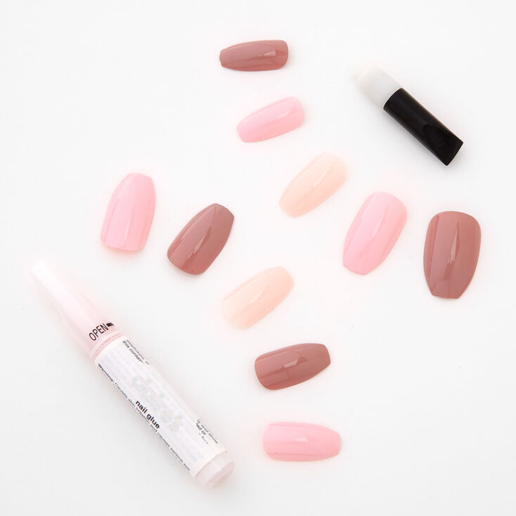 Faux ongles ballerine diff&eacute;rentes couleurs nude - Lot de 24,
