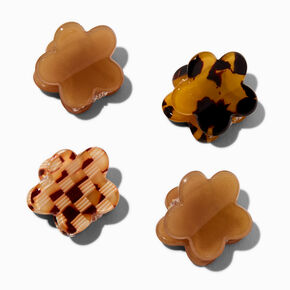 Mini Tortoiseshell Flower Hair Claws - 4 Pack,