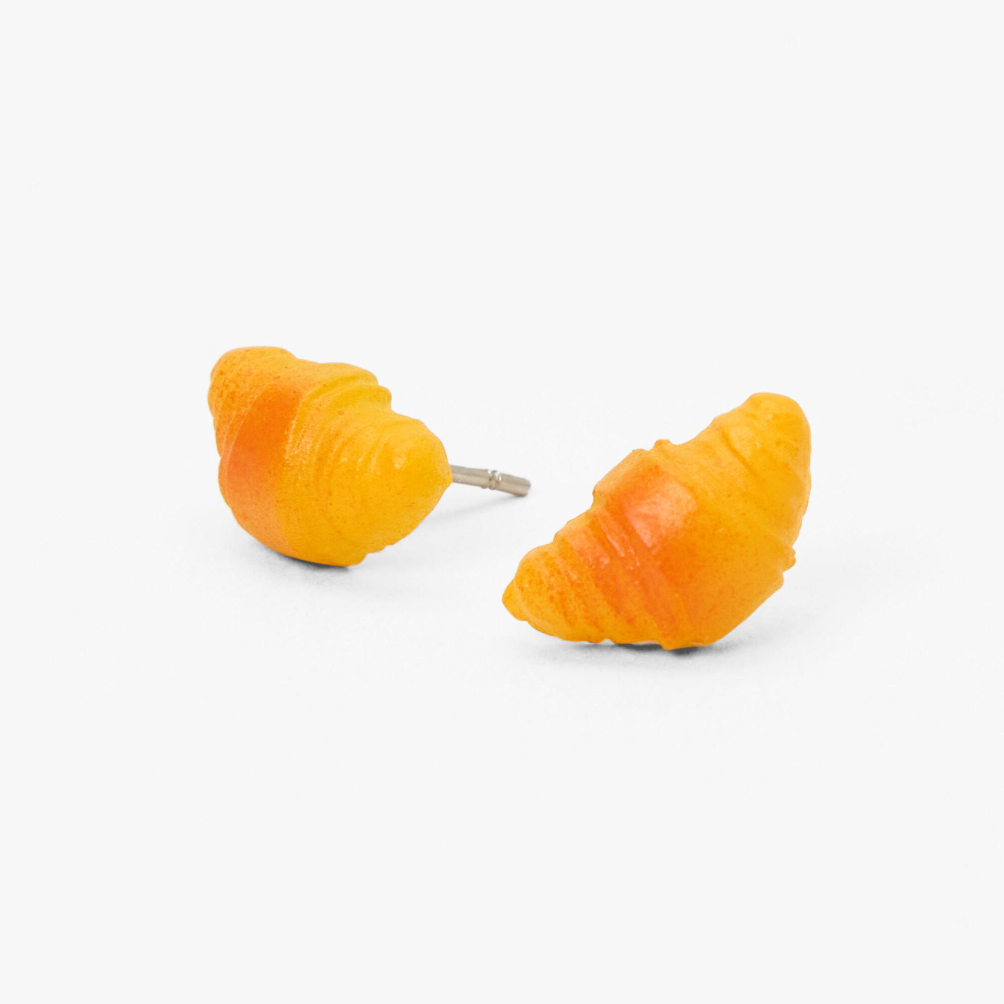Silver Croissant Stud Earrings - Yellow,