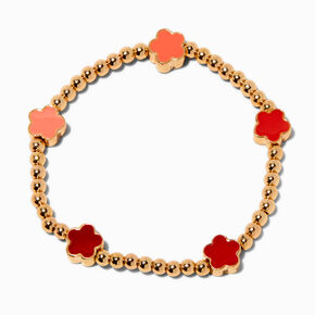 Red &amp; Coral Ombr&eacute; Clover Beaded Stretch Bracelet,