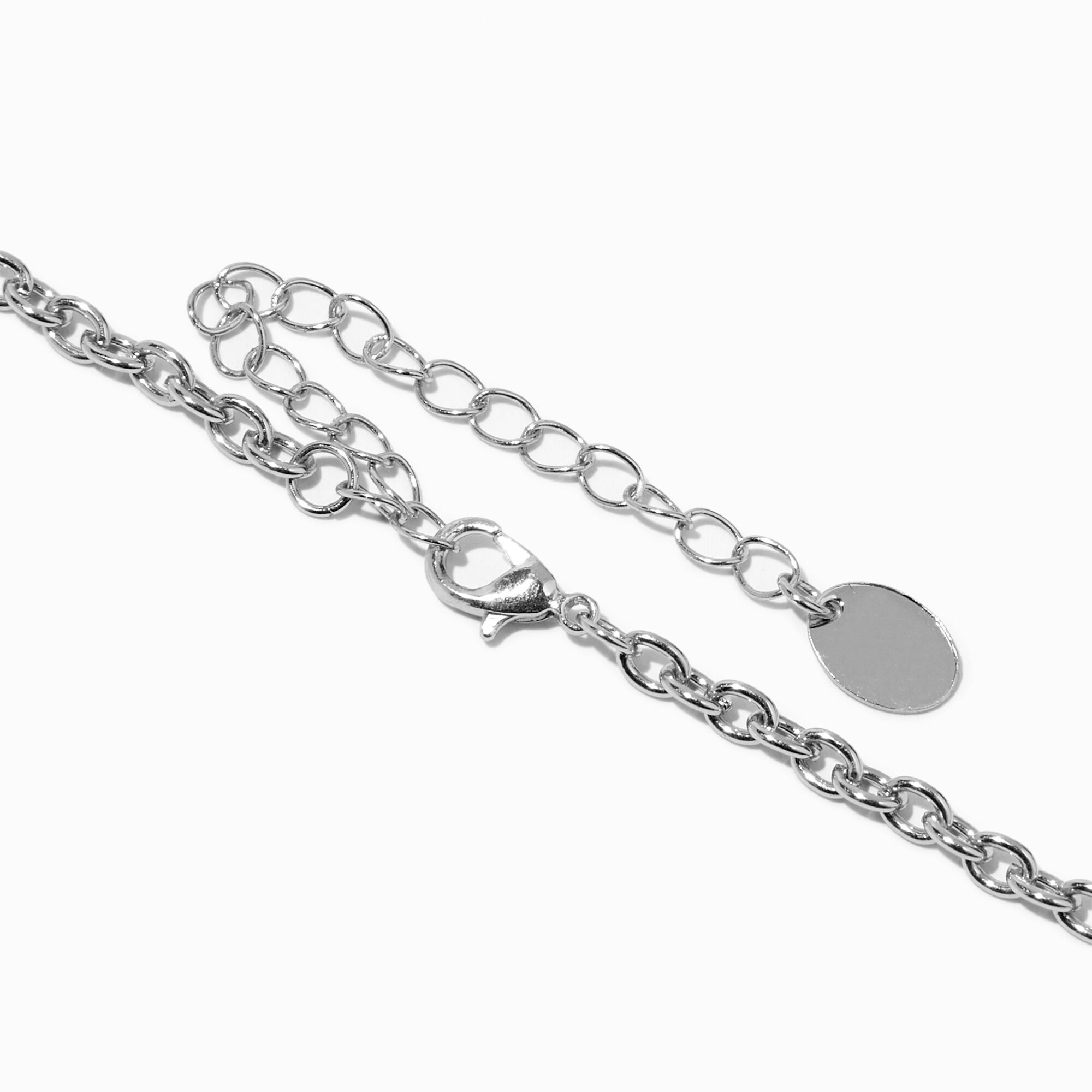 White Pearl & Silver Spike Heart Pendant Necklace,