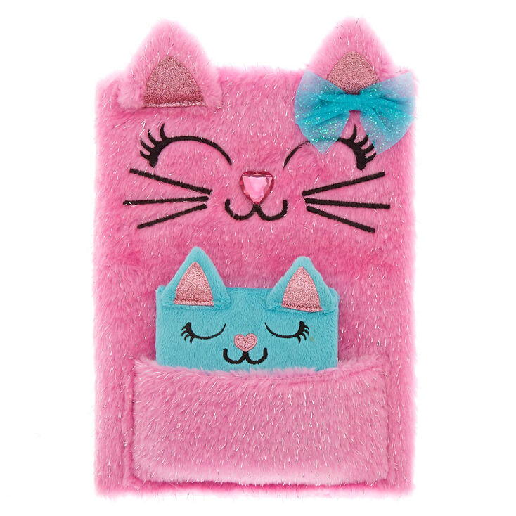 Claire's Lot de carnets à croquis pailletés chat en peluche - Lot de 2