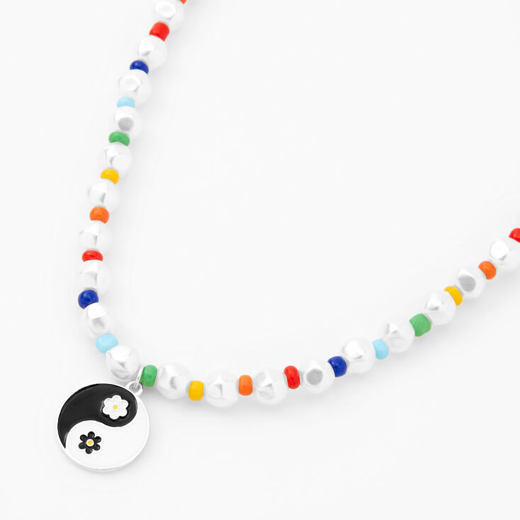 Beaded Yin Yang Pendant Necklace,