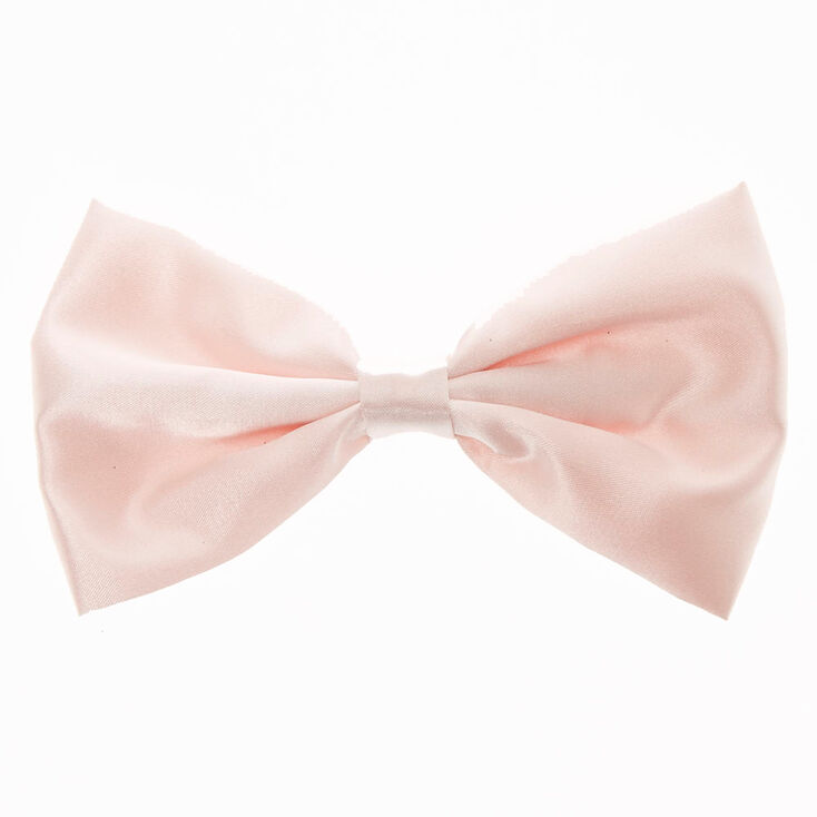 Pince avec n&oelig;ud satin&eacute; rose tendre,