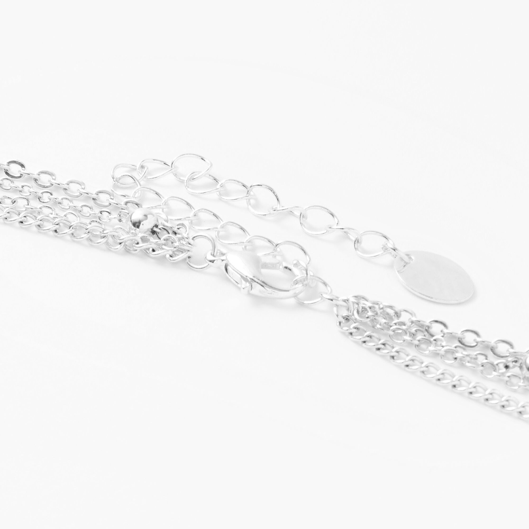 Silver Chevron Multi Strand Pendant Necklace - Blue,