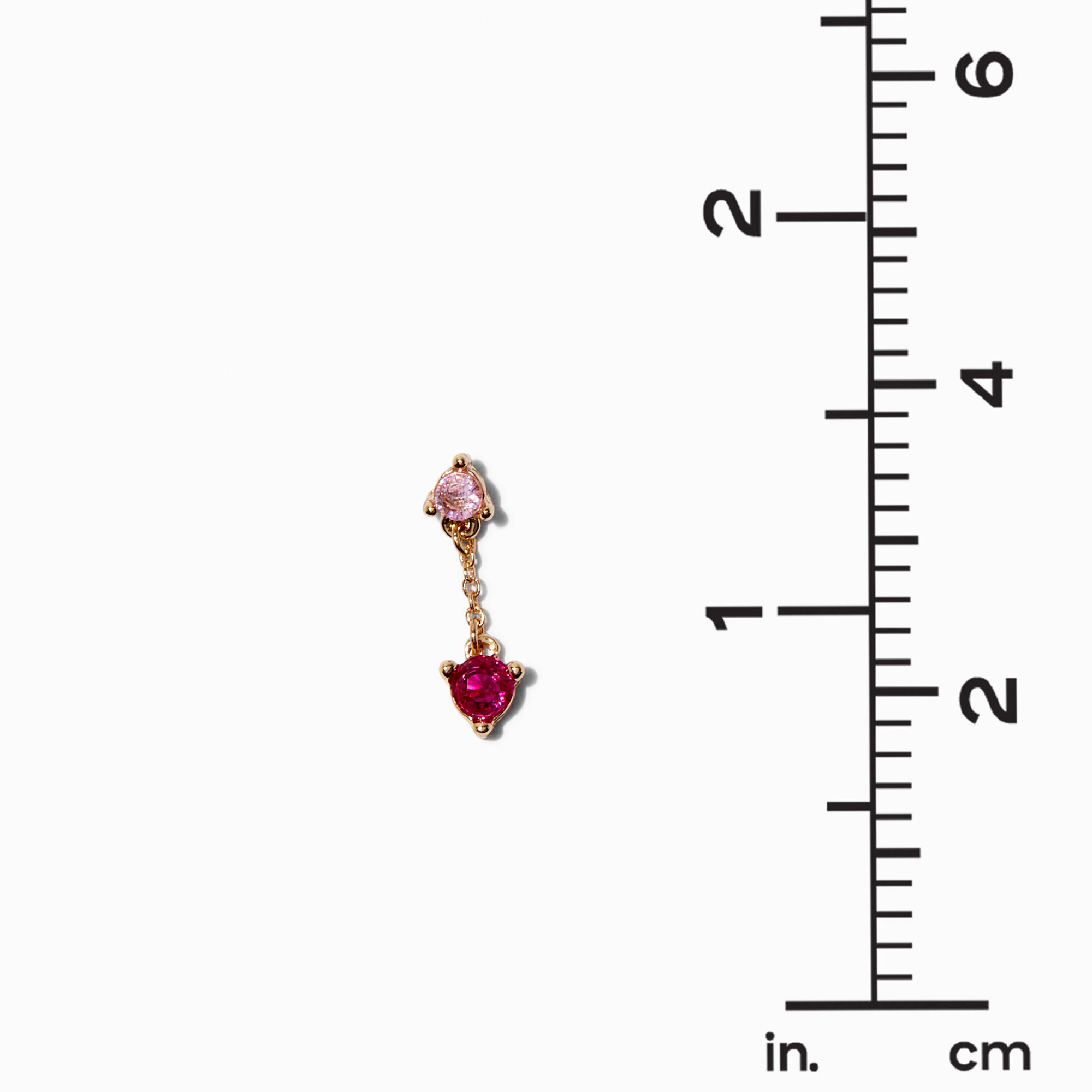 Pink Cubic Zirconia Stack Gold-tone 0.5" Drop Earrings,