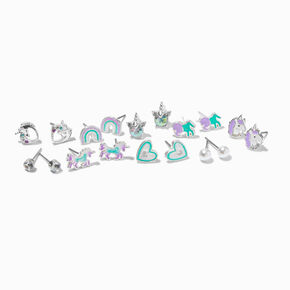 Mint &amp; Lilac Unicorn Stud Earrings - 9 Pack,