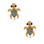 Gold Turtle Stud Earrings - Green,
