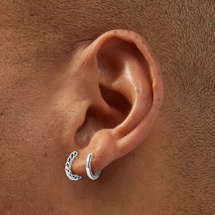 C LUXE by Claire&#39;s Sterling Silver 8mm &amp; 10mm Twisted Hoop Earrings - 2 Pack,
