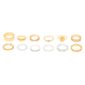 Mixed Metal Chain Rings - 10 Pack,
