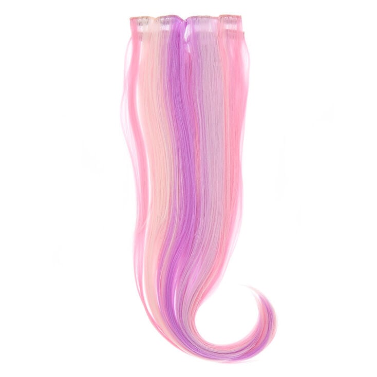 Faux Hair Clip In Extensions Pink 4 Pack Claire S Us
