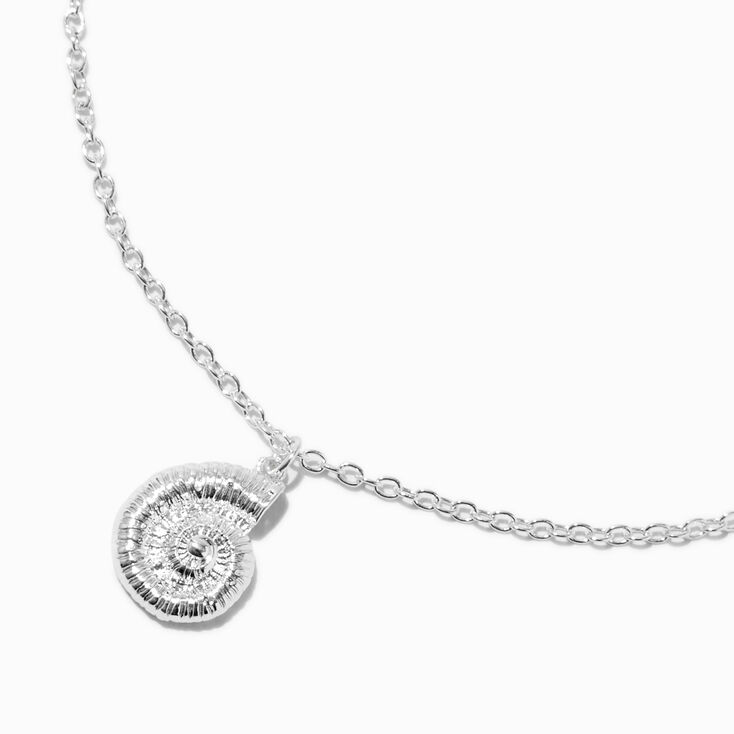 Silver-tone Conch Shell Pendant Necklace,