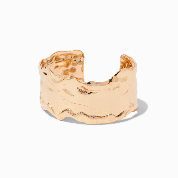 Bracelet manchette textur&eacute; couleur dor&eacute;e,