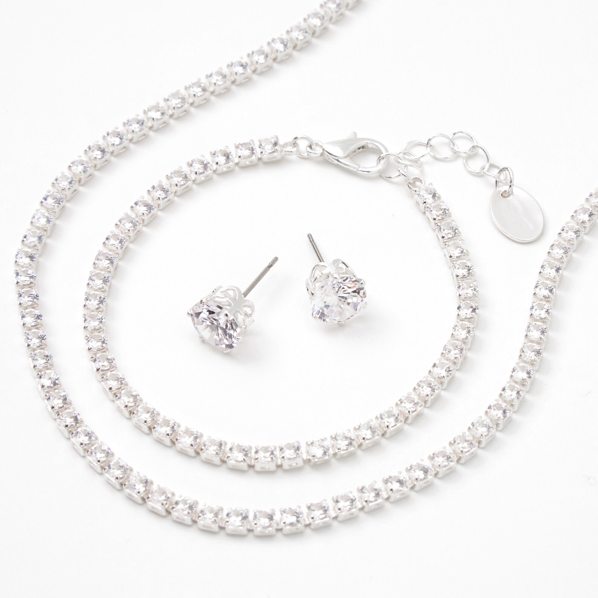 Claire's Parure de bijoux avec strass en zircon cubique d'imitation ronds - Lot de 3