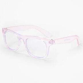 Claire&#39;s Club Solar Blue Light Reducing Retro Clear Lens Pink Frames,