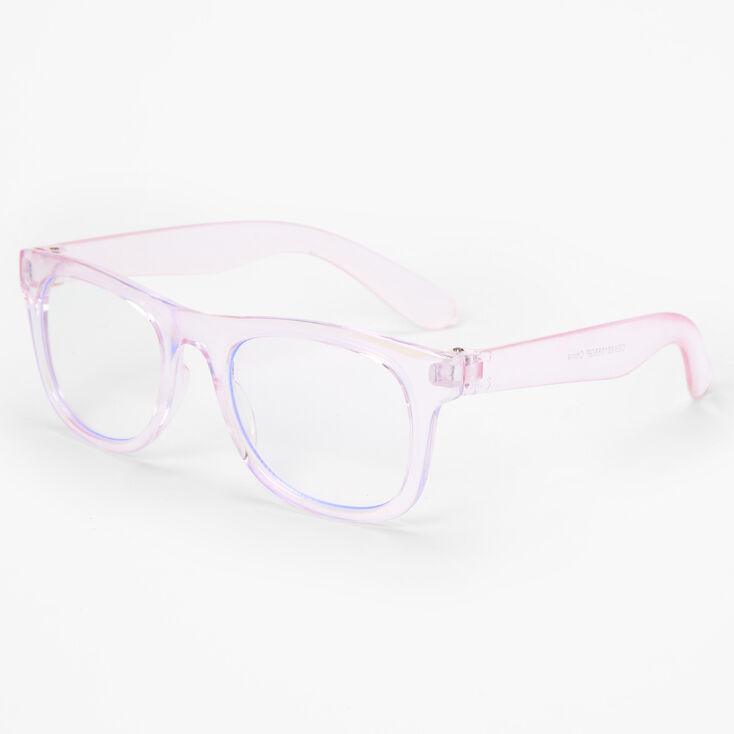 Claire&#39;s Club Solar Blue Light Reducing Retro Clear Lens Pink Frames,