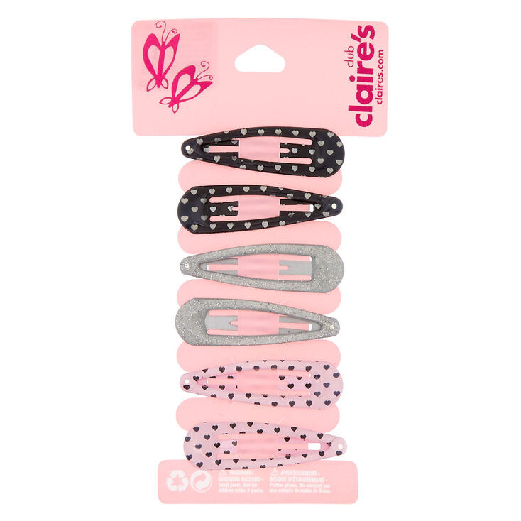 Claire&#39;s Club Heart Snap Hair Clips - 6 Pack,