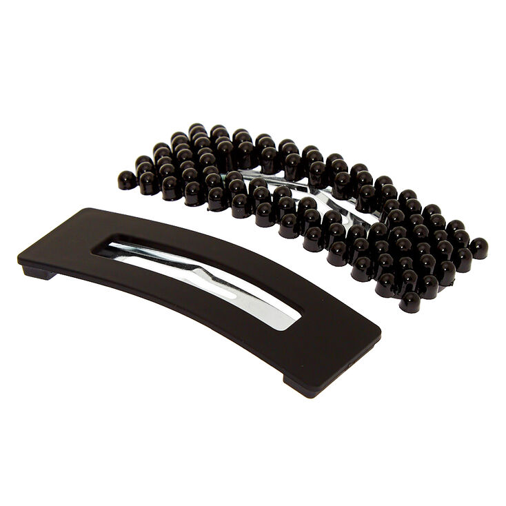 Matte Beaded Rectangle Snap Hair Clips - Black, 2 Pack | Claire's