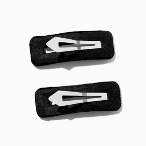 Black Velvet Snap Hair Clips - 2 Pack,