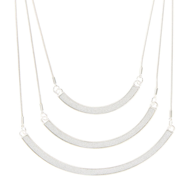 Three Tiered Silver Moon Shaped Necklace,