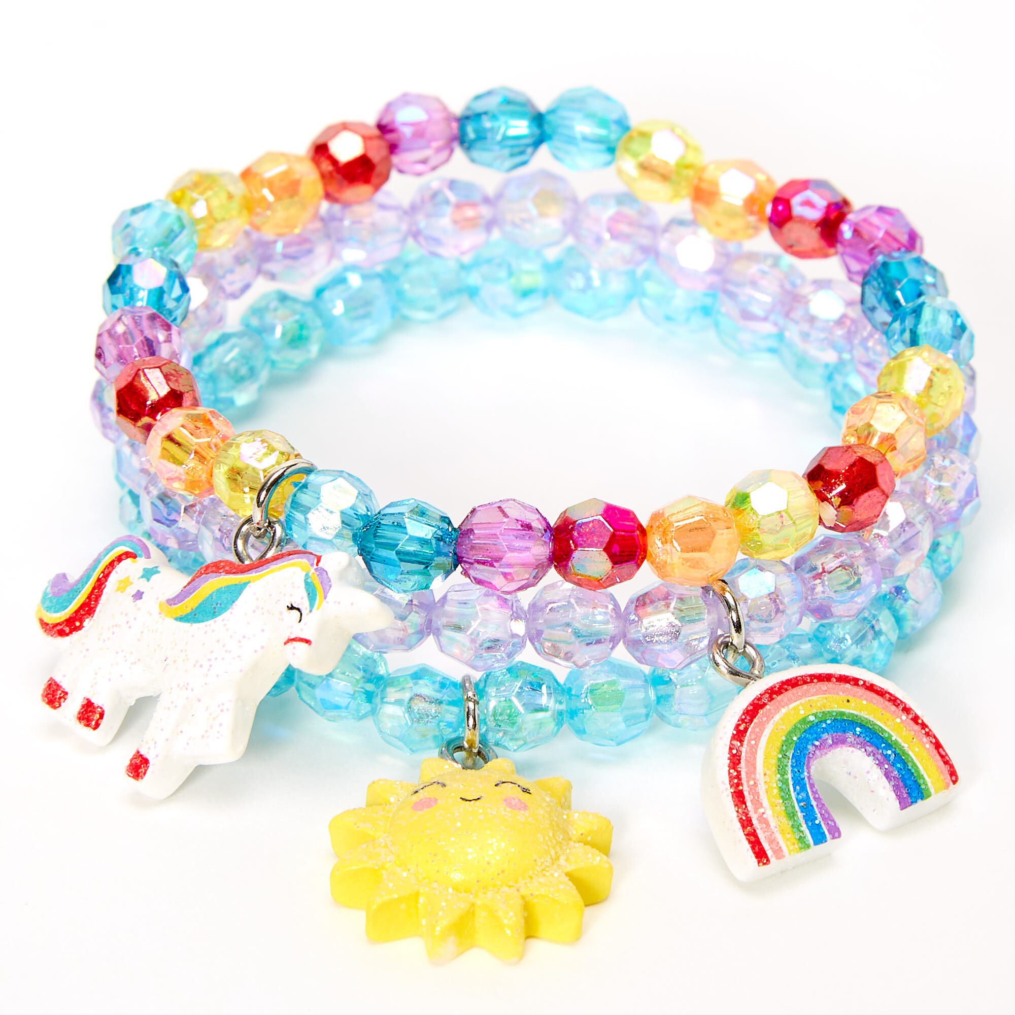 Claire's Club Butterfly Beaded Stretch Bracelets - 3 Pack | Westland Mall
