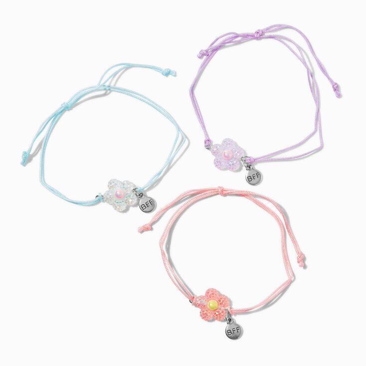 Bracelets floraux en relief pastel best friends - Lot de 3,