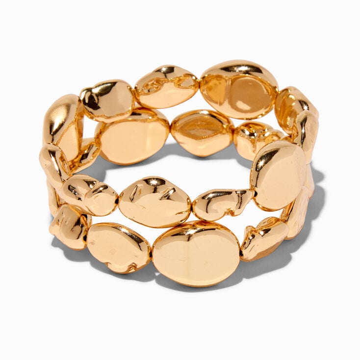 Gold-tone Pebbled Stretch Bracelets - 2 Pack,