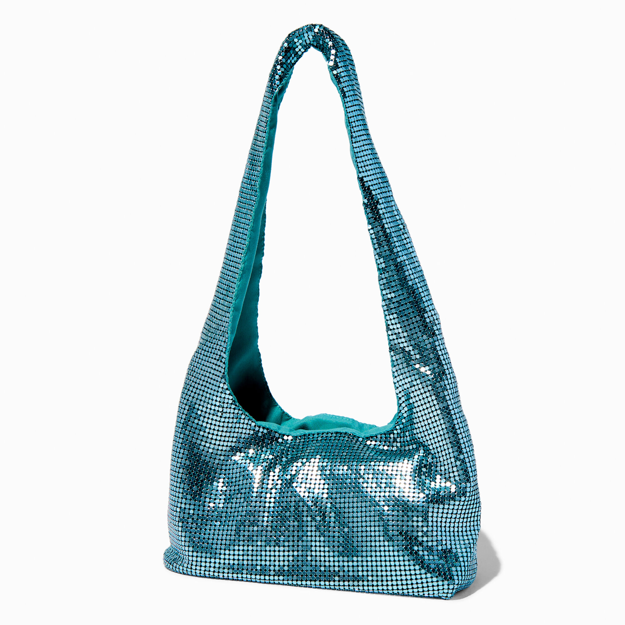 Teal Sequin Slouchy Hobo Shoulder Bag