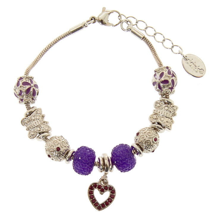 Purple Crystal Charm Bracelet,