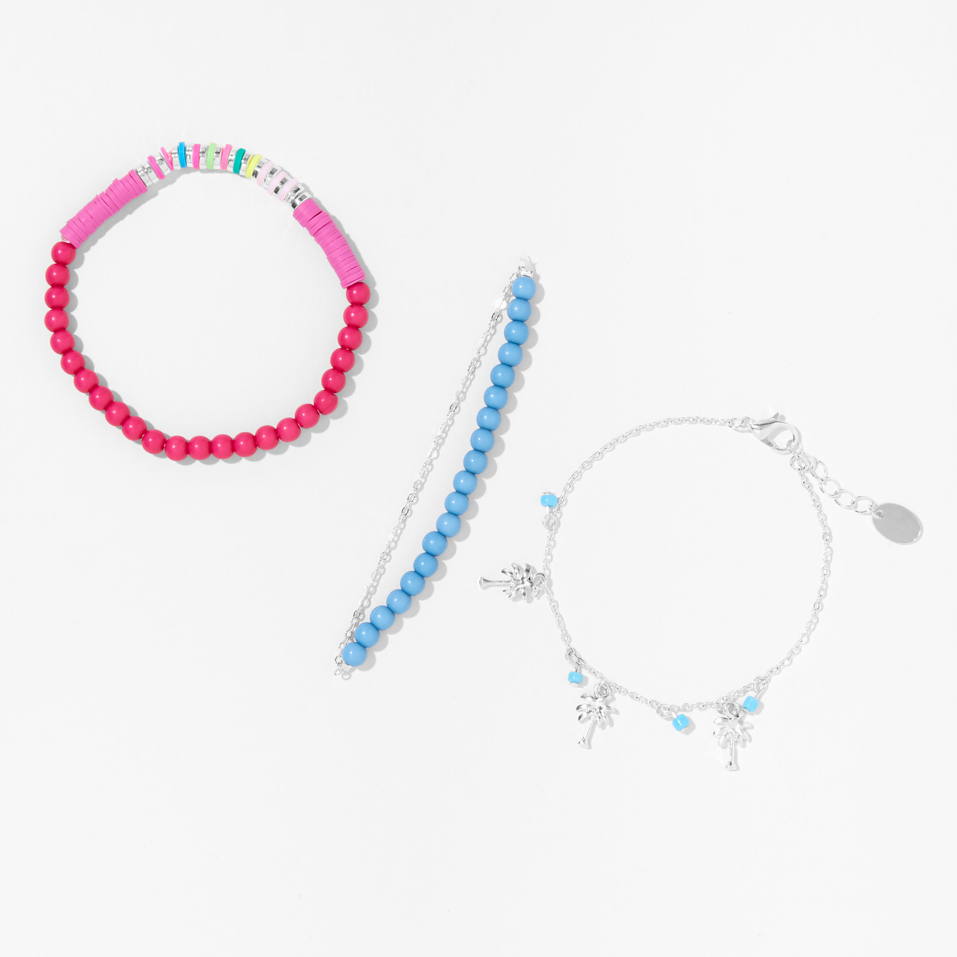 Silver Palm Tree Bracelet Set (3 Pack),